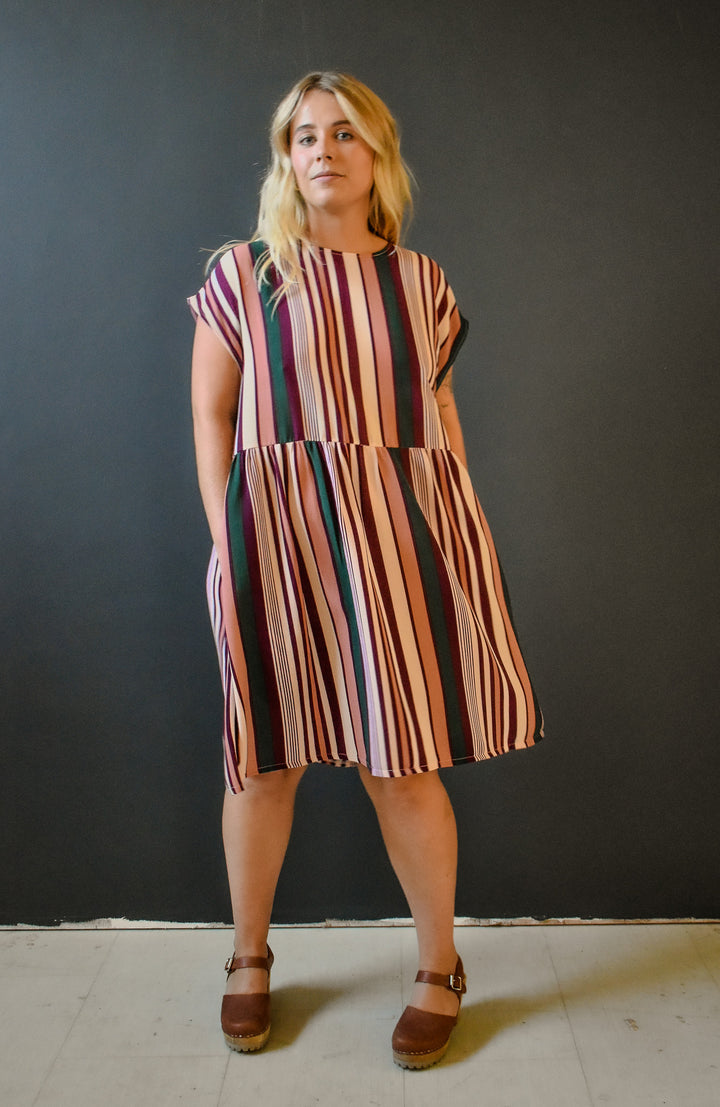 Florence Dress in 70s Fall Stripe