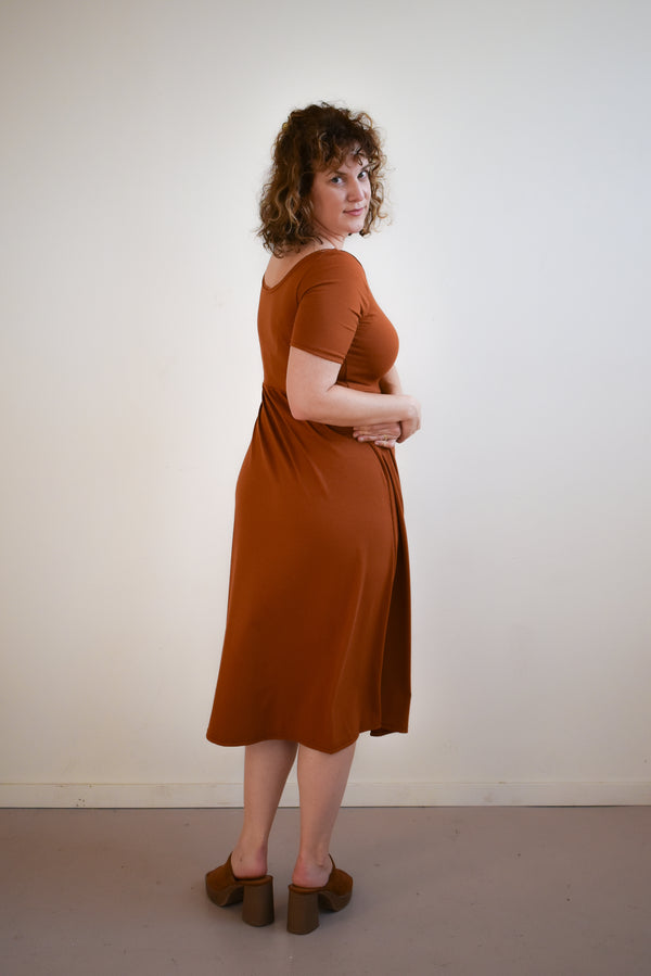 Megumi Dress in Cardamom Midi Sleeve