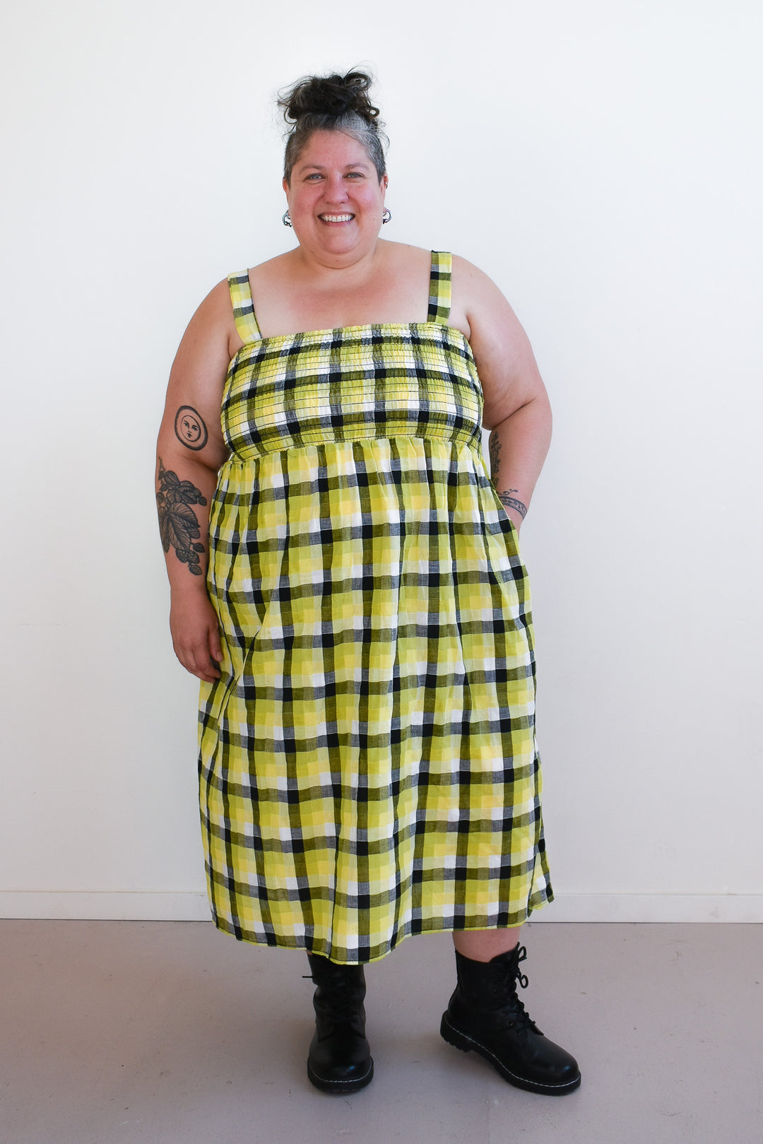 Leah in Bumblebee Checker