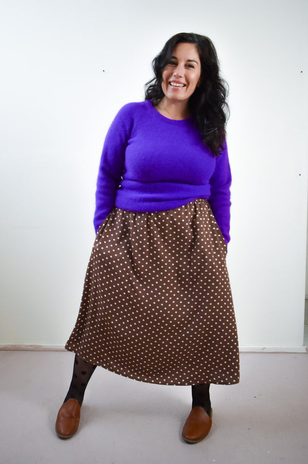 Eva Midi Skirt in Brown Dot