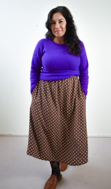 Eva Midi Skirt in Brown Dot