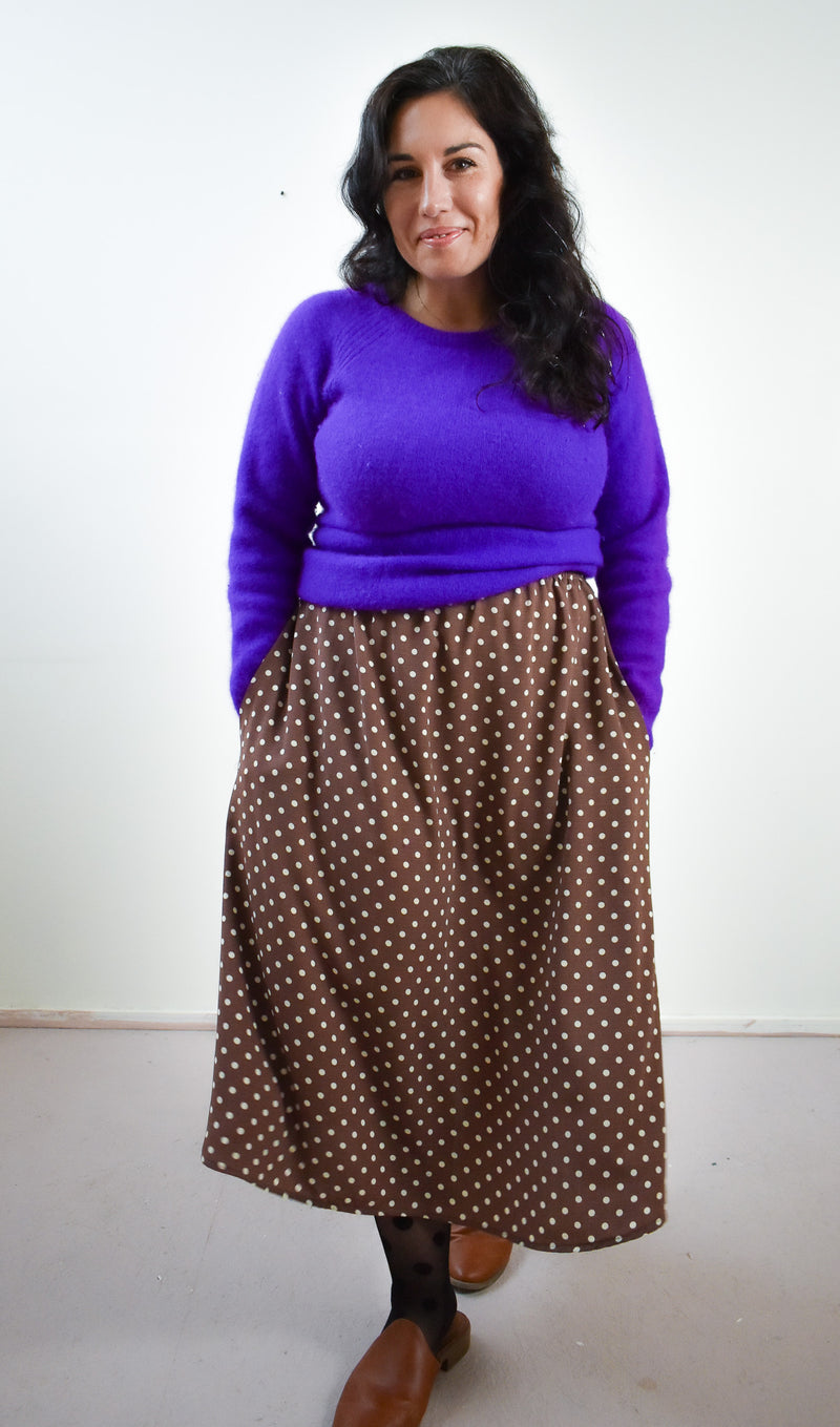 Eva Midi Skirt in Brown Dot