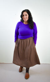 Eva Midi Skirt in Brown Dot