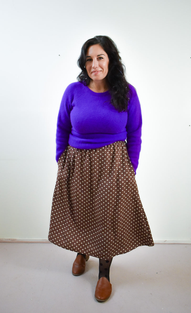 Eva Midi Skirt in Brown Dot