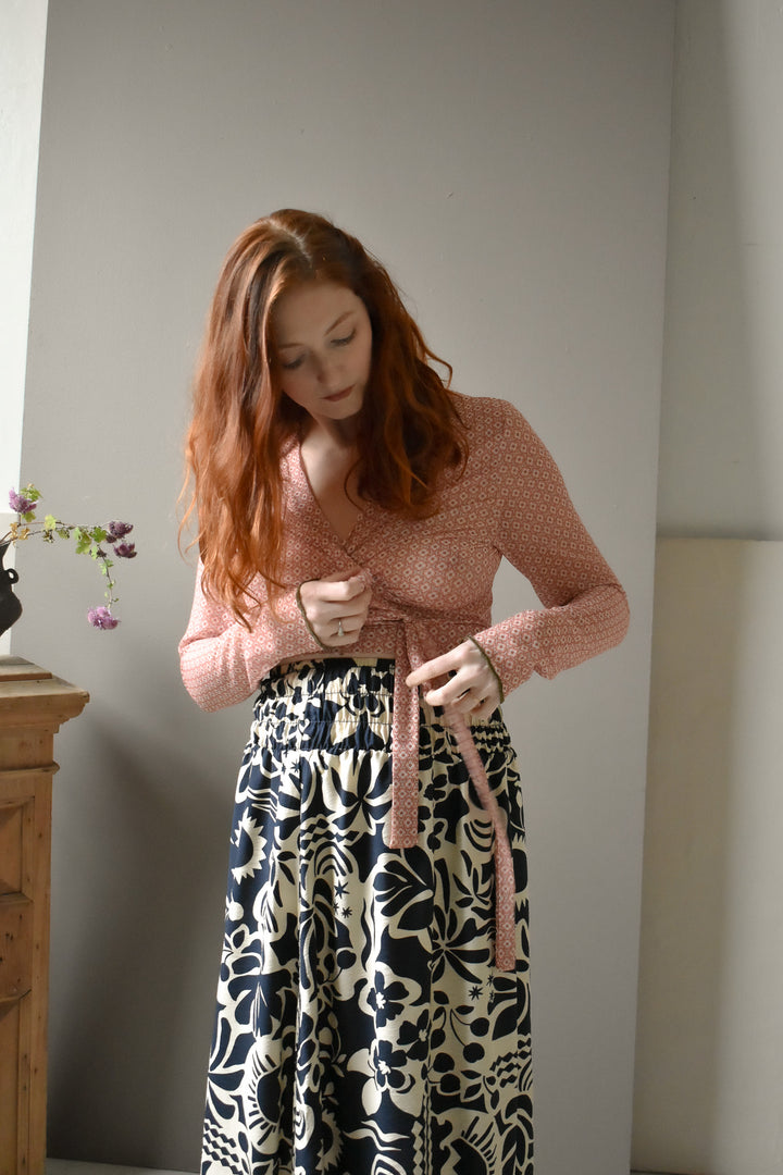 Rowan Wrap Knit Top in Deco