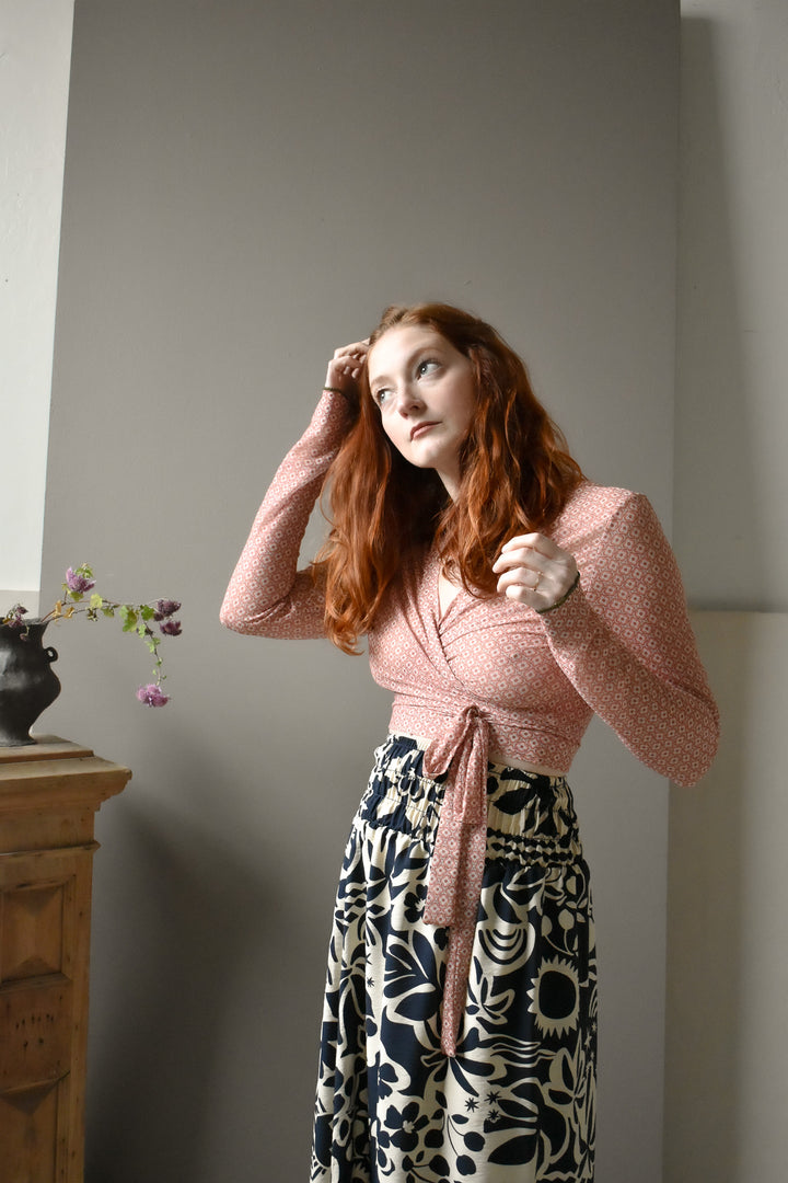 Rowan Wrap Knit Top in Deco