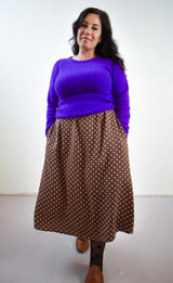 Eva Midi Skirt in Brown Dot