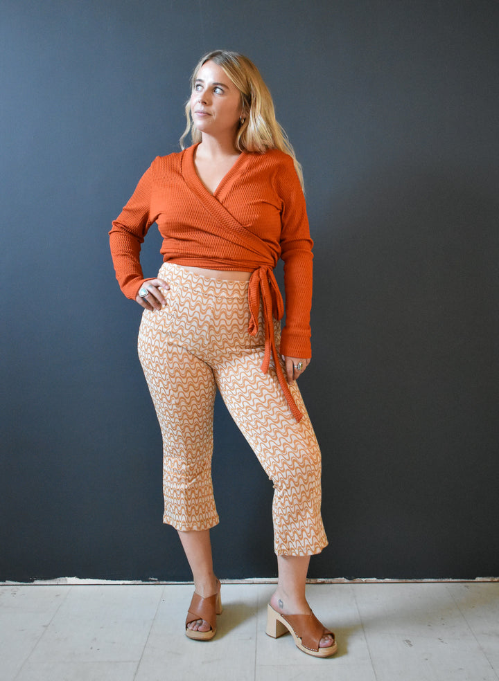 Rowan Wrap Knit Top in Brick