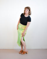 Glamorous Iridescent Line Sequin Midi Pencil Skirt With Side Split