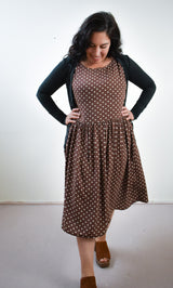 Meredith Dress in Brown Dot