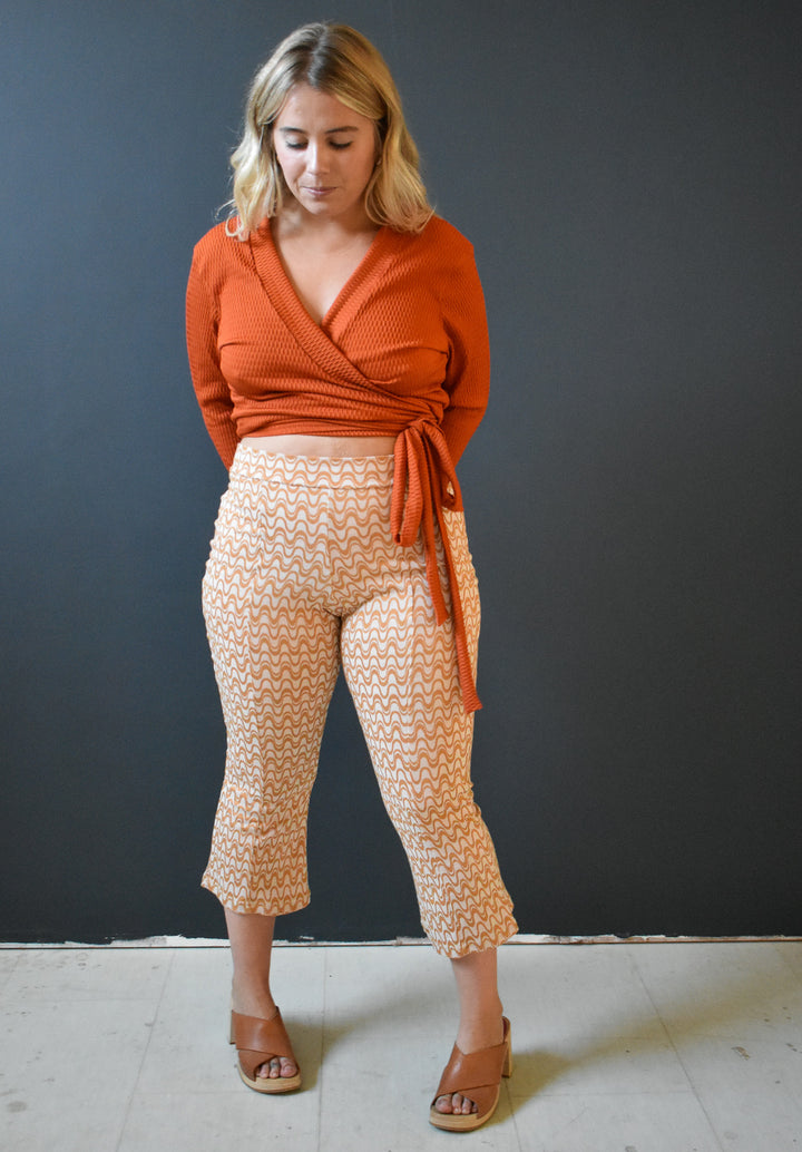 Rowan Wrap Knit Top in Brick