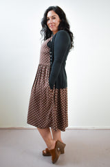 Meredith Dress in Brown Dot