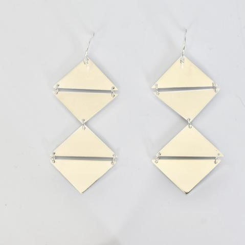 Sterling Silver Deco Double-Drop Earrings