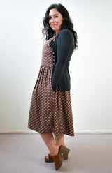 Meredith Dress in Brown Dot