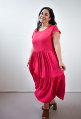 Prism Dress in Fuchsia Swiss Dot