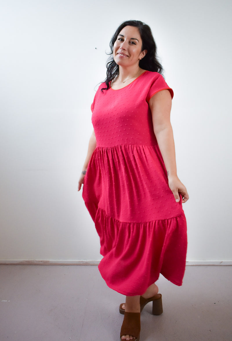 Prism Dress in Fuchsia Swiss Dot