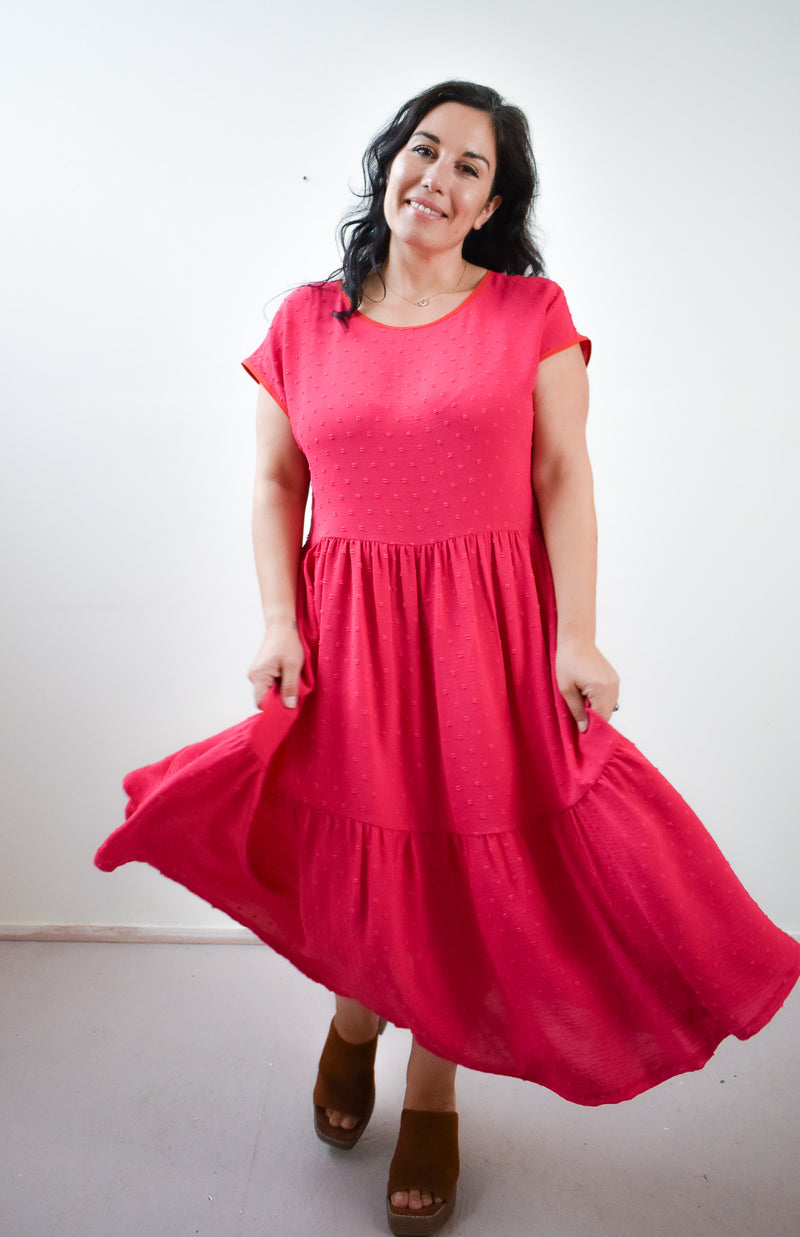 Prism Dress in Fuchsia Swiss Dot