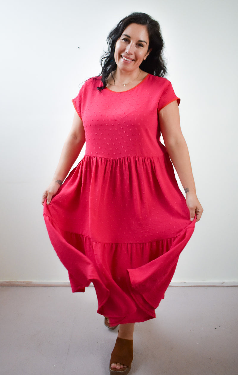 Prism Dress in Fuchsia Swiss Dot