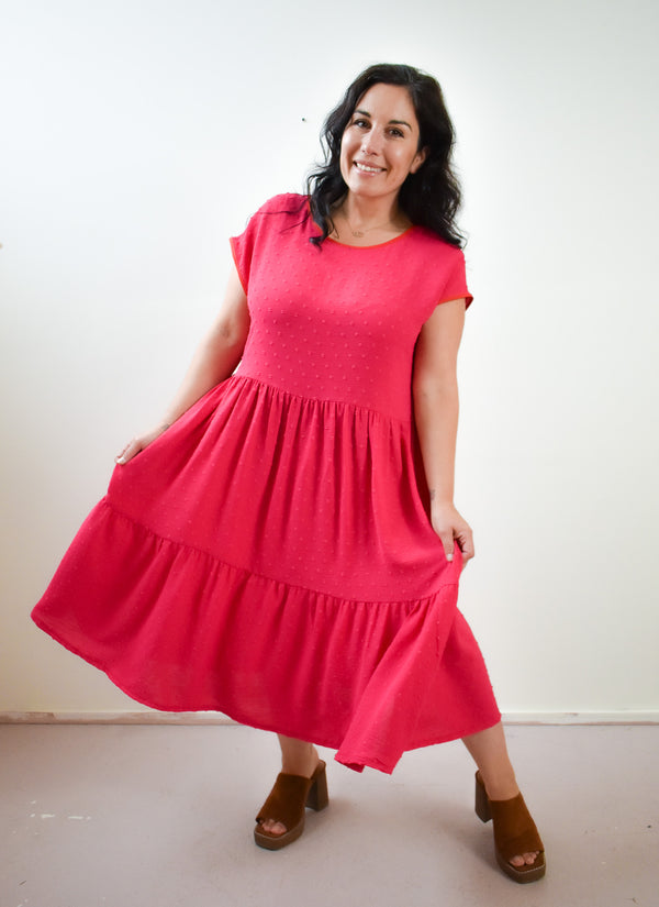 Prism Dress in Fuchsia Swiss Dot
