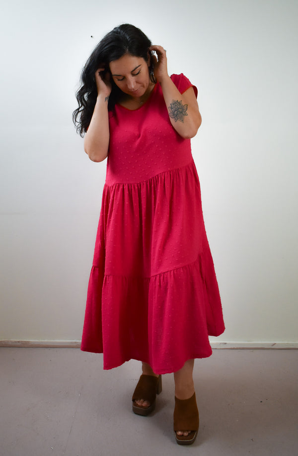 Prism Dress in Fuchsia Swiss Dot