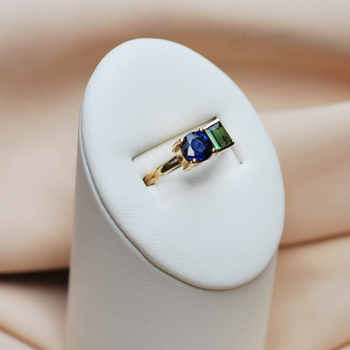 14k Yellow Gold Sapphire & Tourmaline Ring - One of a Kind