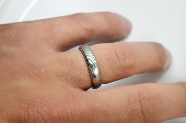 Damascus Steel and Gold Band