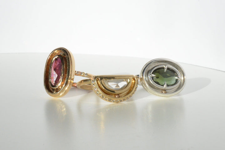 Green Tourmaline East-West Orbit Ring