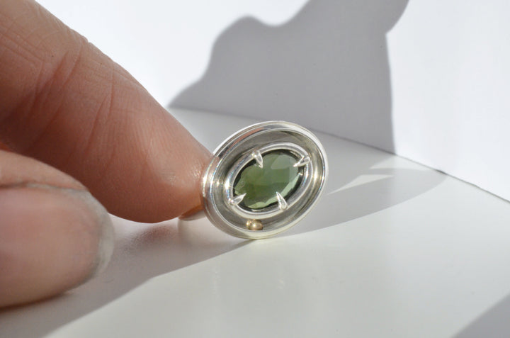 Green Tourmaline East-West Orbit Ring