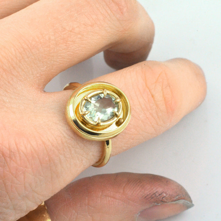 Orbit Ring in Green Quartz
