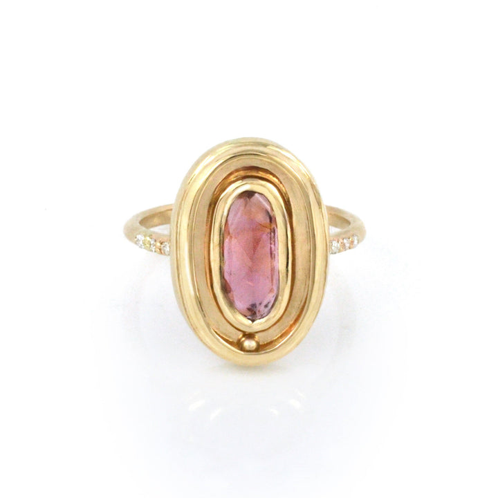 Pink Tourmaline Orbit Ring with Pave