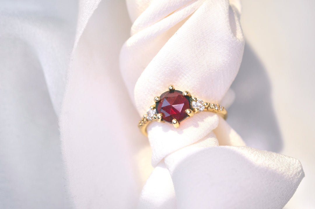 Rhodolite Garnet Trio Ring