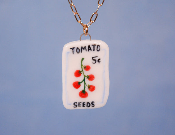 Tomato Seed Packet Necklace