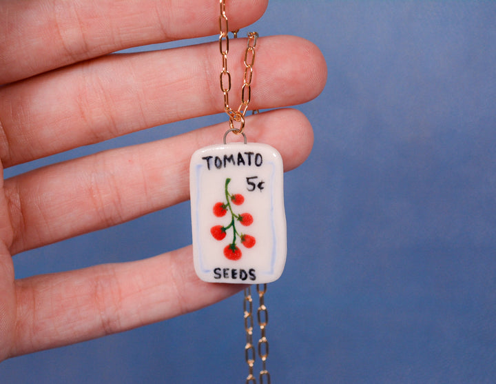 Tomato Seed Packet Necklace