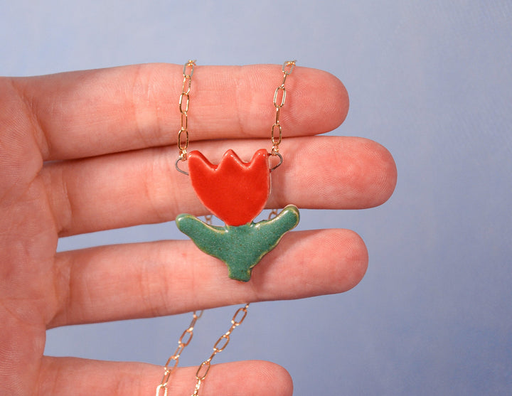 Red Tulip Necklace