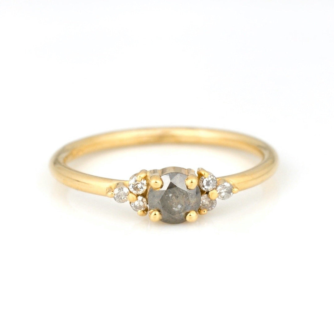 Salt and Pepper Rustic Diamond Engagement Ring