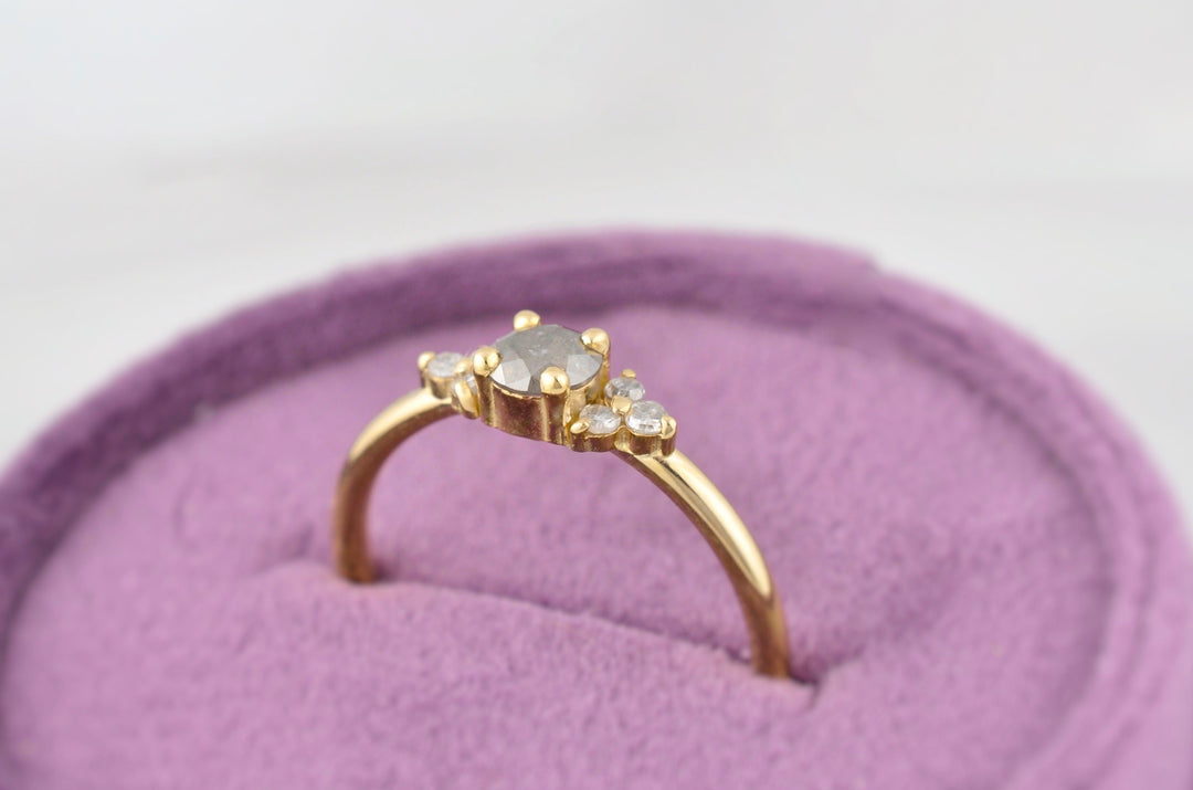 Salt and Pepper Rustic Diamond Engagement Ring