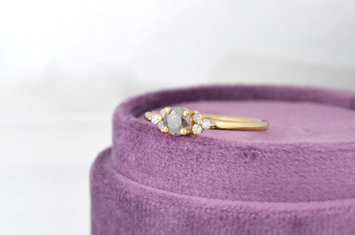 Salt and Pepper Rustic Diamond Engagement Ring