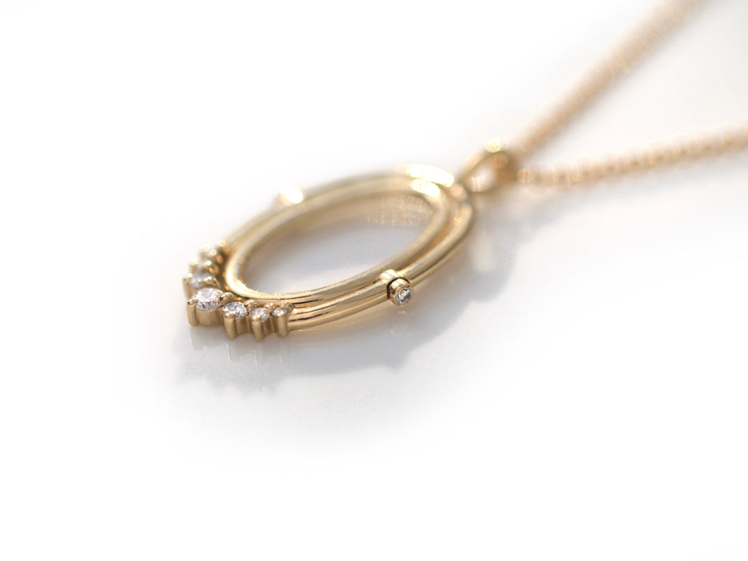 Oval Diamond Spinner Necklace