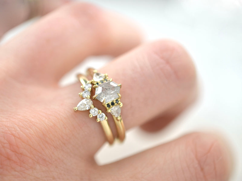 Greyscale Diamond Hexagon Trio Ring
