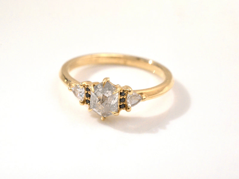 Greyscale Diamond Hexagon Trio Ring