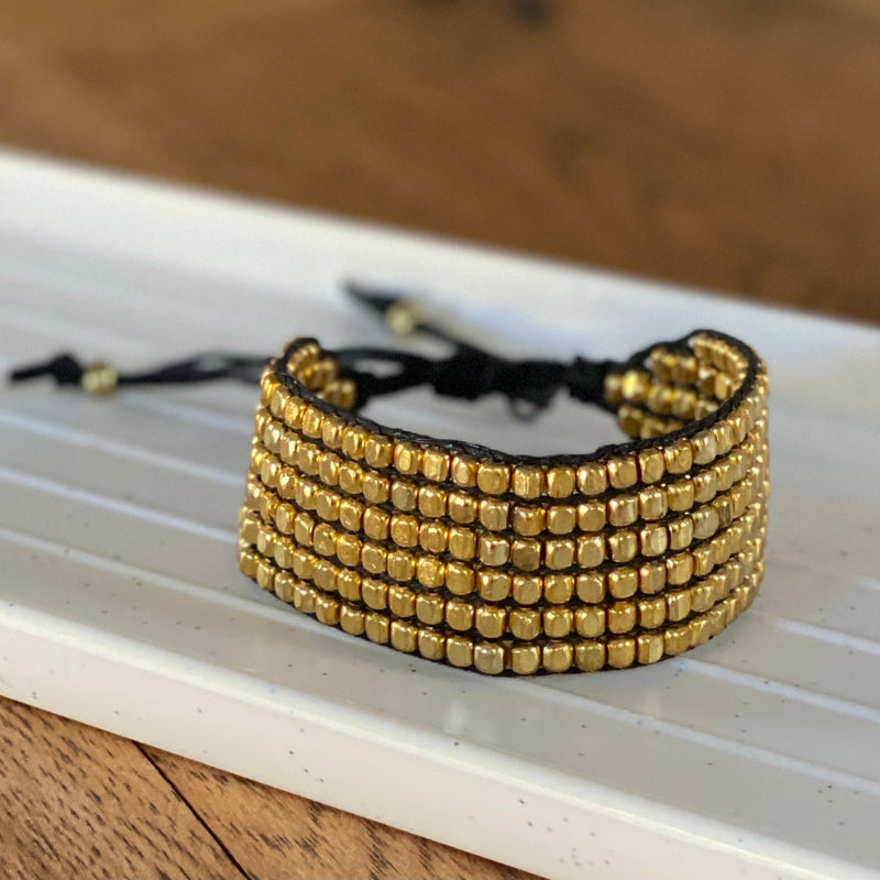 Harjeet Woven Brass Bead Bracelet 1
