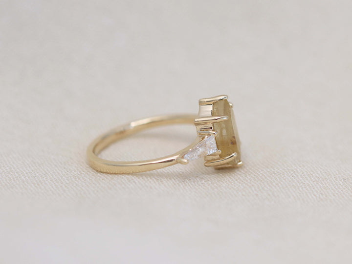Eden Ring - Golden Rutilated Quartz and Lab Grown Diamonds