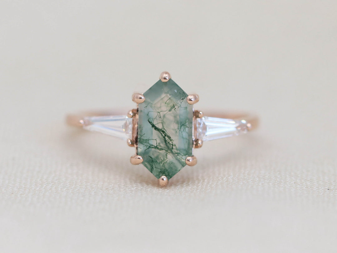 Eden Ring - Moss Agate and Lab Grown Diamonds