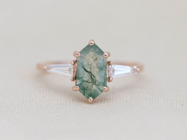 Eden Ring - Moss Agate and Lab Grown Diamonds