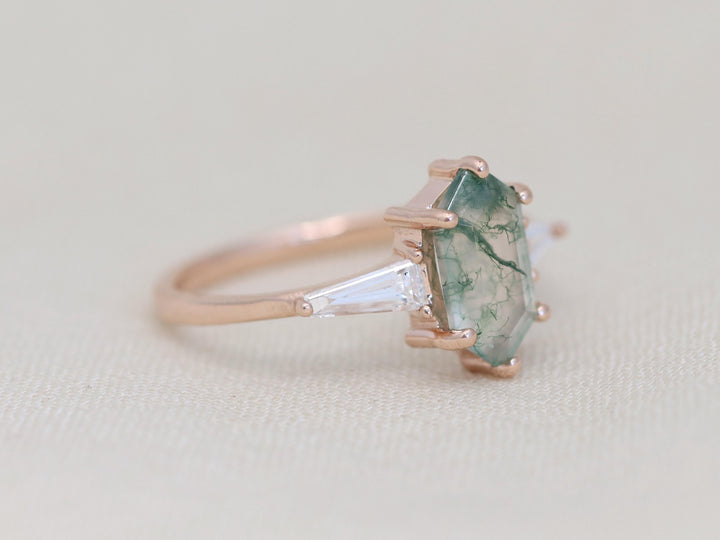Eden Ring - Moss Agate and Lab Grown Diamonds