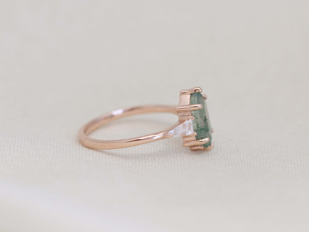 Eden Ring - Moss Agate and Lab Grown Diamonds