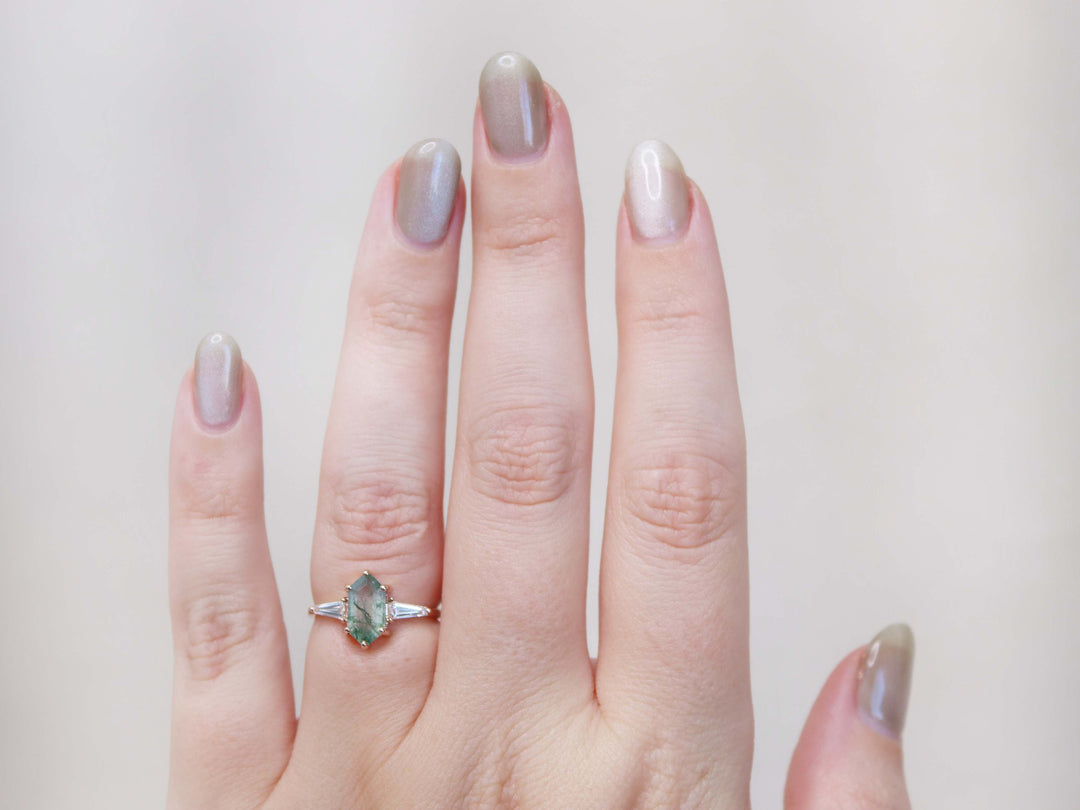 Eden Ring - Moss Agate and Lab Grown Diamonds