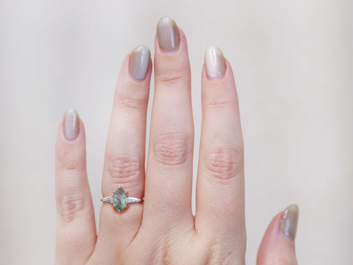 Eden Ring - Moss Agate and Lab Grown Diamonds