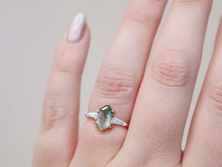 Eden Ring - Moss Agate and Lab Grown Diamonds