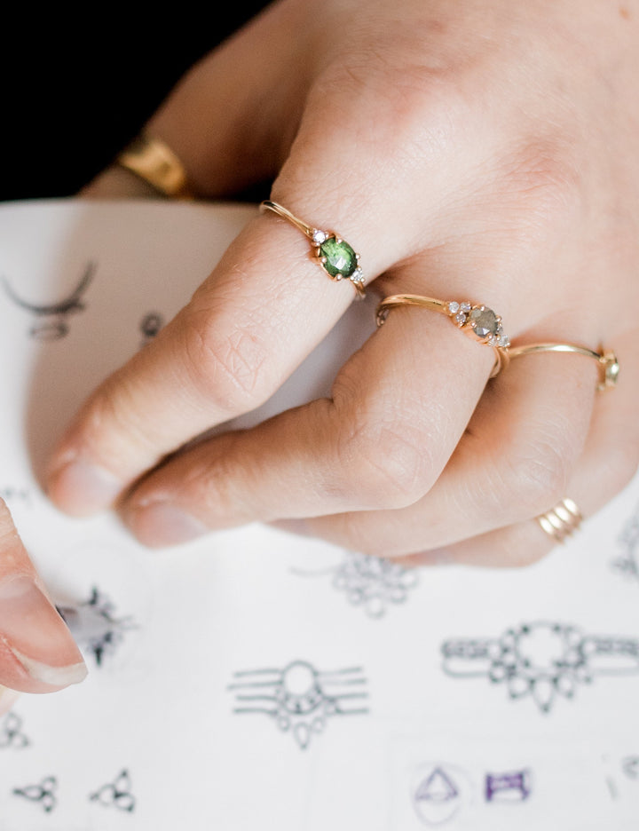 Salt and Pepper Rustic Diamond Engagement Ring